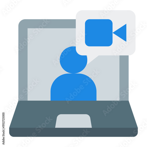 Laptop Conference Call Flat Icon