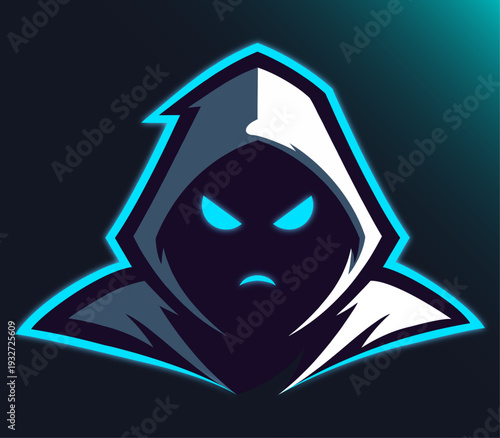 A captivating illustration of a shrouded figure, radiating an aura of enigmatic power and mystery, rendered with stark, vivid aesthetics.