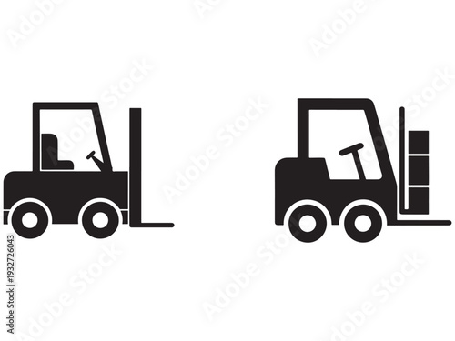 Forklift trucks with and without pallet isolated on white background for logistics and warehouse concepts  industrial vehicles for material handling