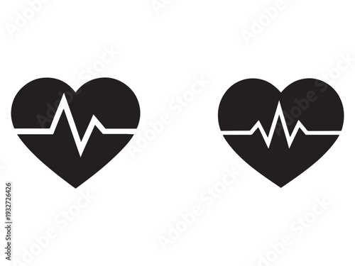 Heart rate icons with electrocardiogram line  medical symbols  health and wellness graphics  cardiovascular signs
