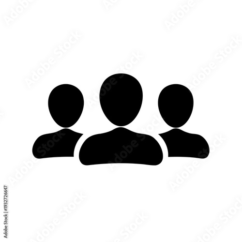 A simple black and white illustration of a group of three people