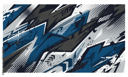 Blue and grey geometric racing camouflage background