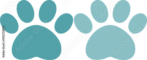 Two Teal Paw Prints One Solid One Striped animal 17