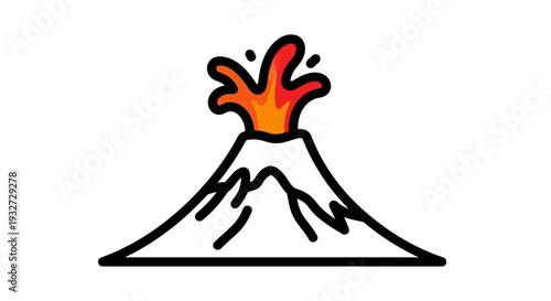 Cartoon volcano erupting lava and smoke