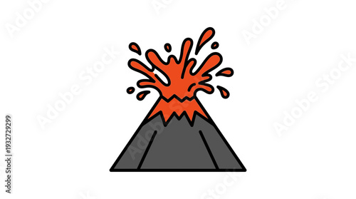 Cartoon volcano erupting with lava splash