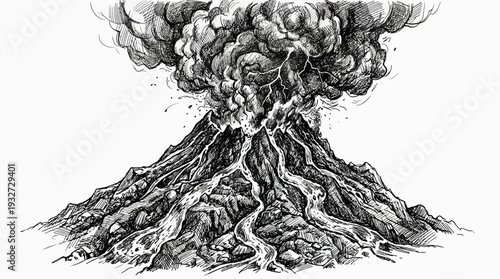 Erupting Volcano Illustration