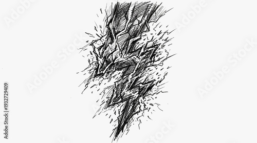 Exploding Lightning Bolt Sketch