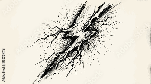 Hand-drawn lightning bolt sketch with crackle effect