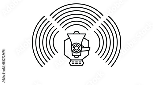 Megaphone broadcasting sound waves