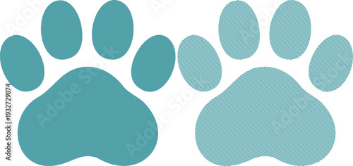 Two teal paw prints one solid one striped animal 21