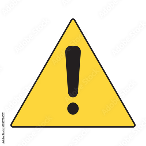 Black exclamation mark warning sign isolated on white background.