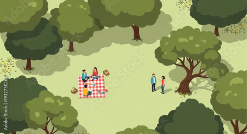 Family picnic in the park enjoying a sunny day together with joy.