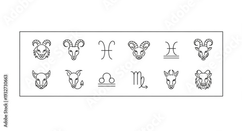 Zodiac signs illustrated in a row, representing astrological symbols and concepts.