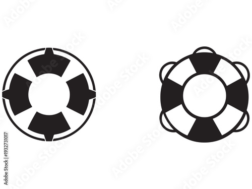 Lifebuoys or life rings for emergency water rescue and safety equipment isolated on white background
