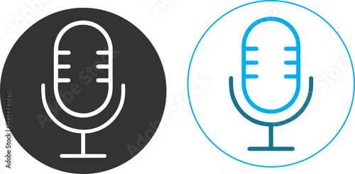 microphone icon set for podcasting and audio recording symbols