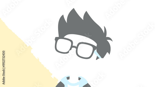 Cartoon Man with Glasses and Spiky Hair.
