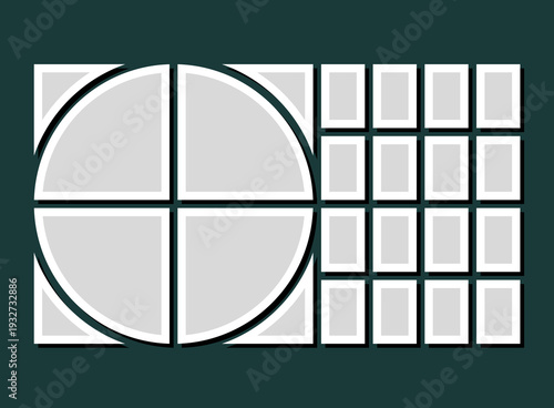 Template collage of twenty frames, images, photo