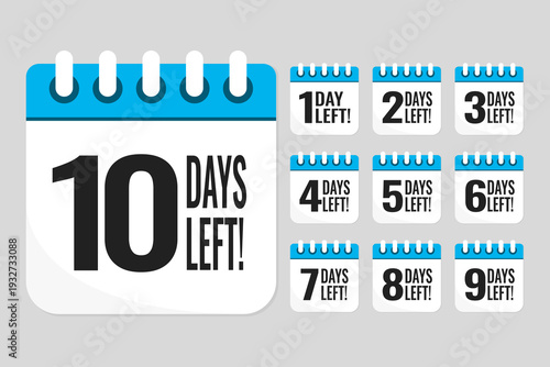 Countdown daily page calendar icon - 10 days left