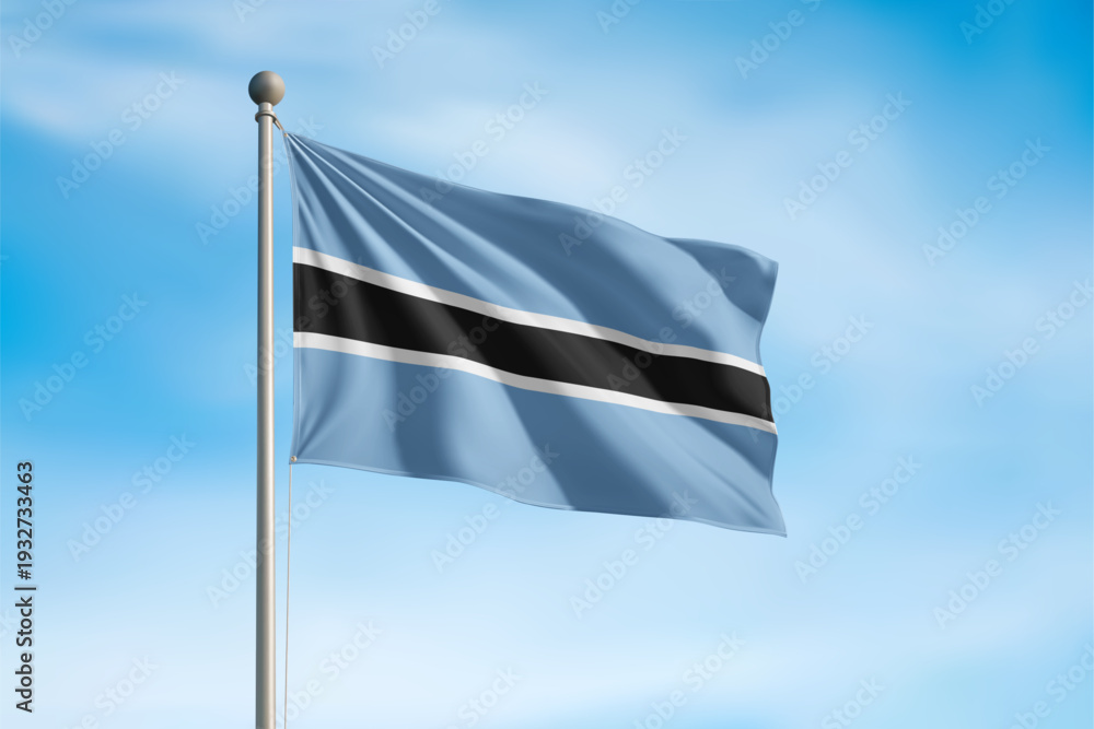 Fototapeta premium Botswana National Flag Waving In Wind