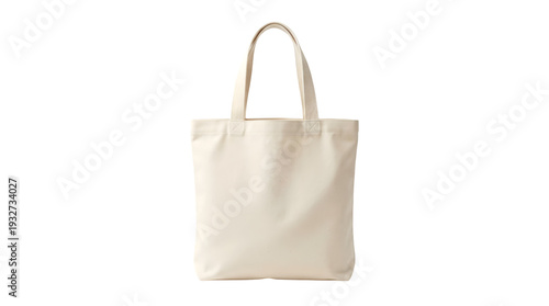White canvas tote bag with handles.