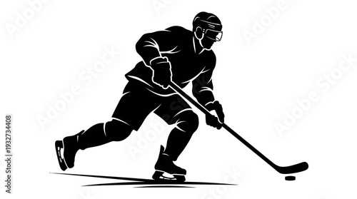 Dynamic Ice Hockey Vector Silhouettes and Illustrations | Black and White Hockey Vector Players, Goalie, Skating, Shooting, Celebrating, Victory Emblem, Sports Clipart Design Assets