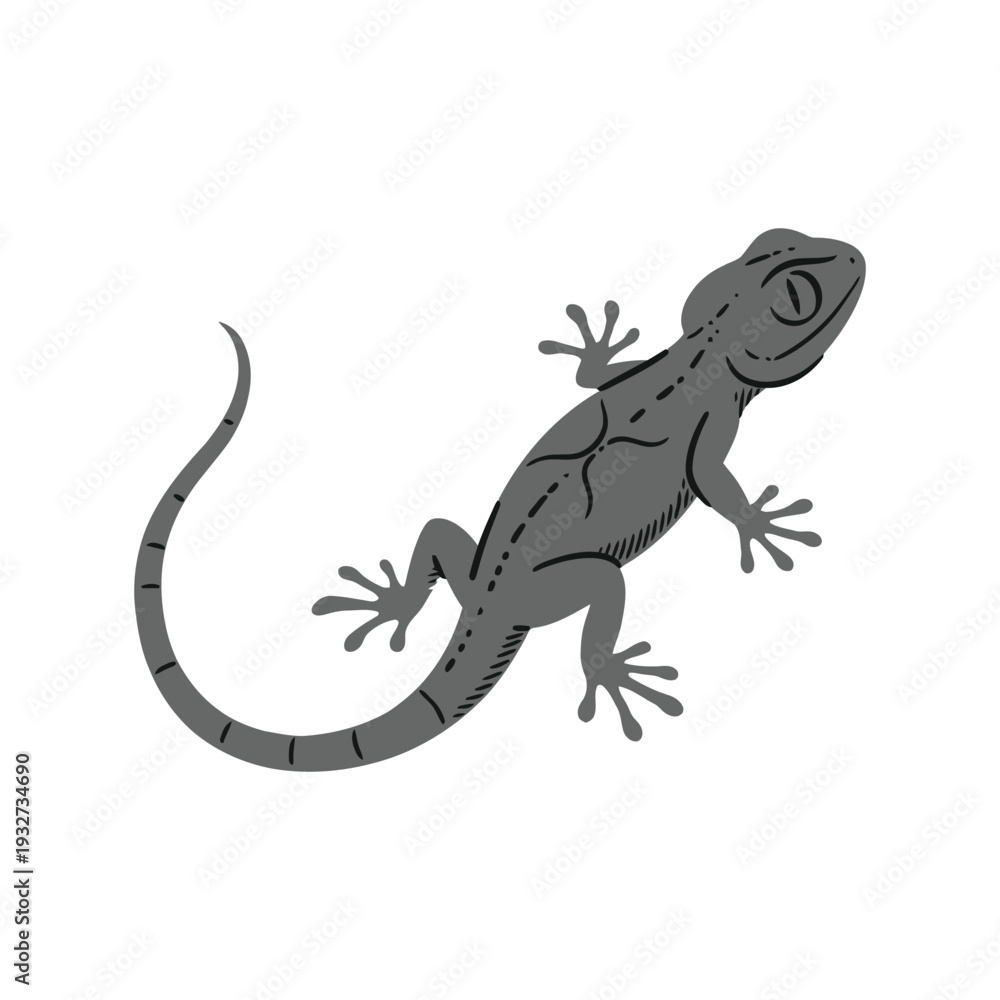 Obraz premium Gray lizard climbing with detailed texture and dynamic pose