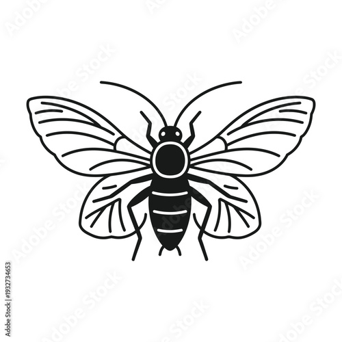 Stunning black and white illustration of a bee in flight capturing the beauty of nature