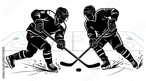 Dynamic Ice Hockey Vector Silhouettes and Illustrations | Black and White Hockey Vector Players, Goalie, Skating, Shooting, Celebrating, Victory Emblem, Sports Clipart Design Assets