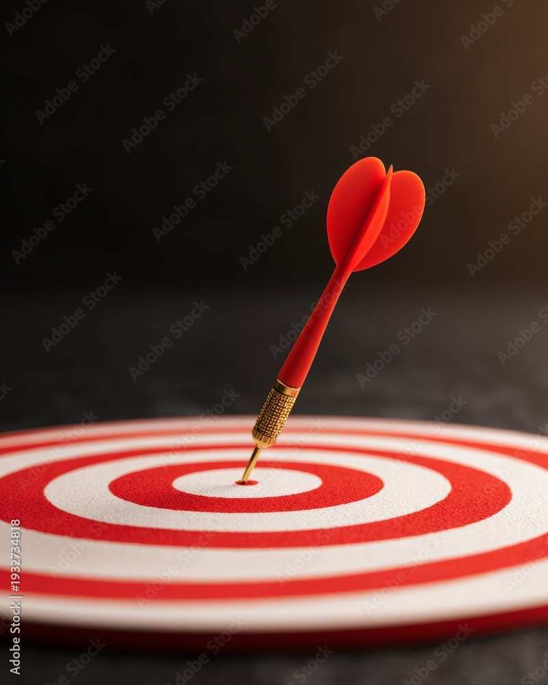 Fototapeta premium Dart hitting target indoor game room photography focused environment close-up view precision and aim