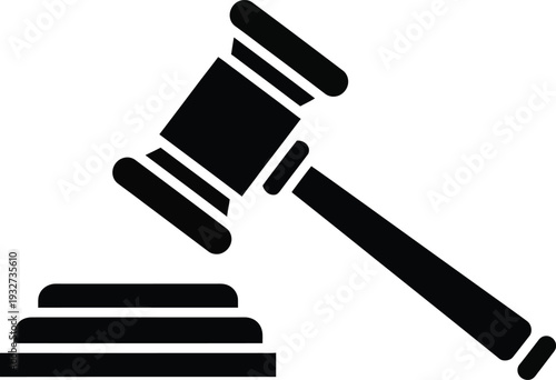 A black and white image of a gavel and sound block used in courtrooms for judicial proceedings and decisions