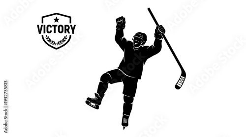 Dynamic Ice Hockey Vector Silhouettes and Illustrations | Black and White Hockey Vector Players, Goalie, Skating, Shooting, Celebrating, Victory Emblem, Sports Clipart Design Assets