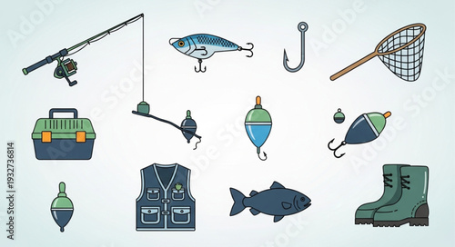 Fishing equipment and gear collection for recreational angling activities.