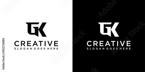 GK or KG initial letter logo design vector