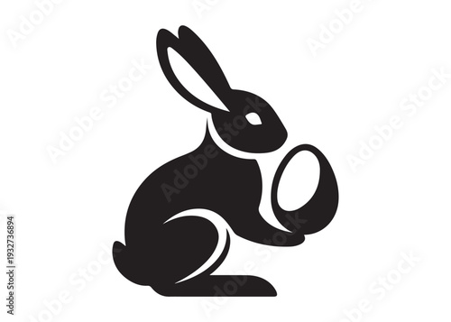 easter bunny egg logo silhouette vector, easter eggs silhouette vector illustration, easter bunny silhouette  egg logo, animals easter bunny with egg logo silhouette design on white background