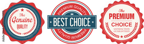 Three quality seals with different ratings and labels