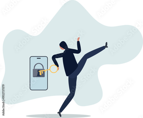 Cyber security, hacker steal money online, phishing or digital banking threat concept.person's life situation and his activities.