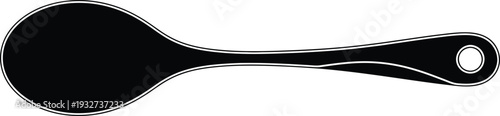 A black silhouette of a spoon against a white background