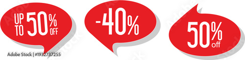 Discount labels with percentages on a white background