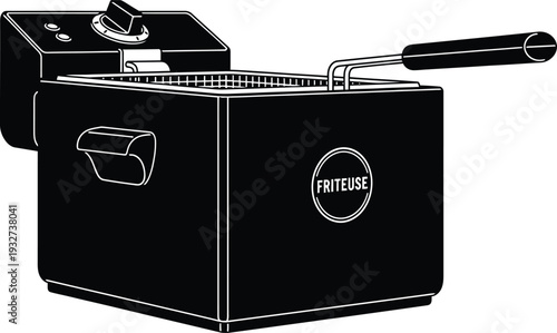 Vintage deep fat fryer cooking appliance with thermostat control