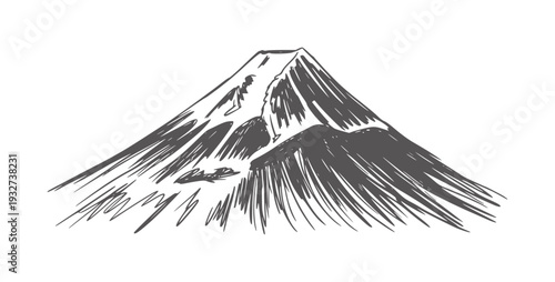 Black and white of a snow-capped mountain peak monochrome dark