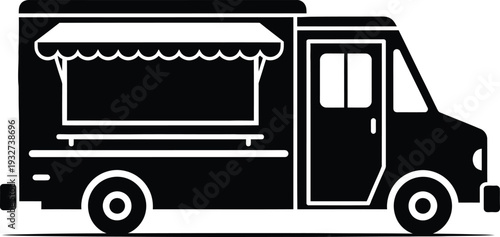Food truck illustration with awning and service window
