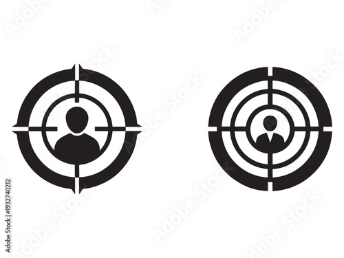 Target icons with human silhouettes in crosshairs for business or marketing concepts  representing focus and precision