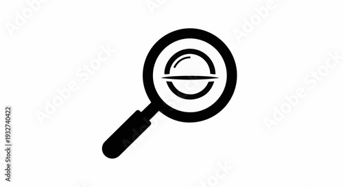 Magnifying glass focused on a circle, symbolizing search and discovery