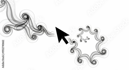 Abstract swirl pattern morphing into a fractal spiral with a cursor indicating growth