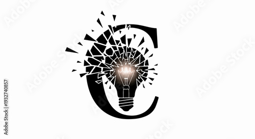 Exploding lightbulb symbolizing creative breakthrough and innovation