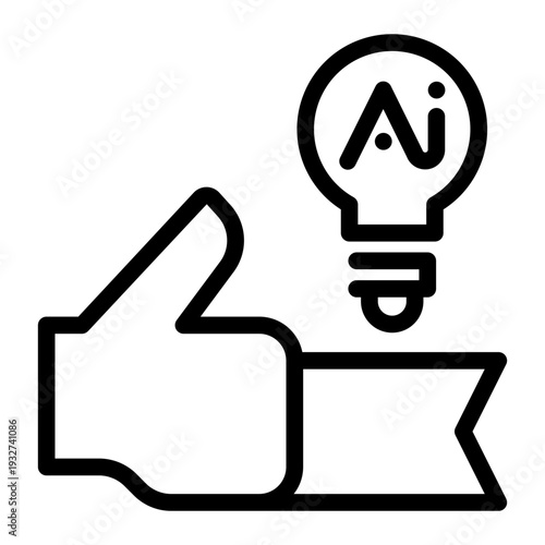 AI Smart Recommendation and Personalization System Line Icon