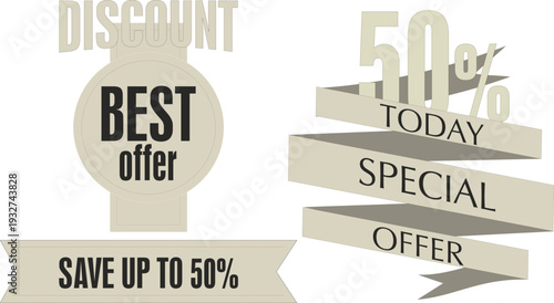 Discount and special offer labels on white background