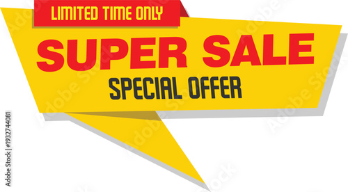 A yellow and red super sale advertisement banner