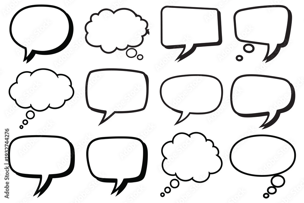 Fototapeta premium Collection of various speech bubbles and thought clouds