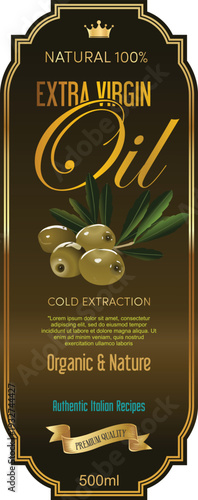 Label of extra virgin olive oil bottle